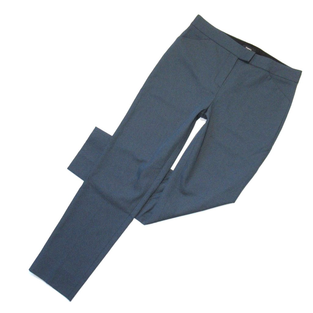 Nwt Theory Ibbey In Navy Urban Suiting Birdseye Stretch Tapered Pants 2